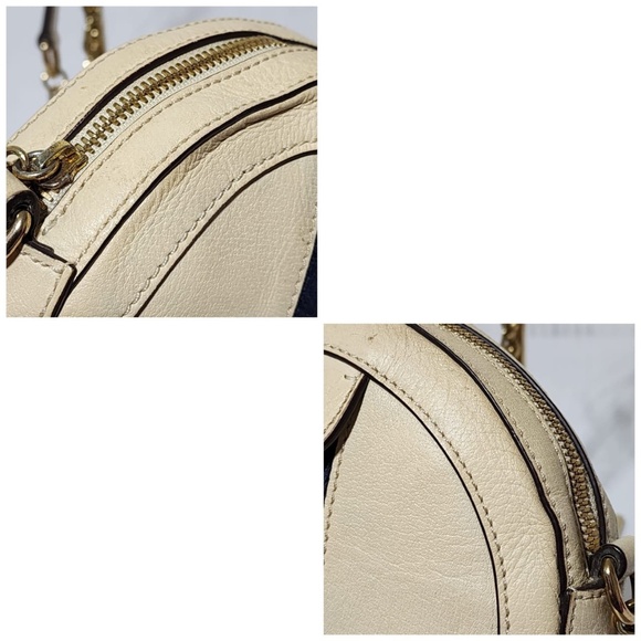 Authentic GUCCI Textured Calfskin Web Mini Ophidia Round Shoulder Bag Mystic Whi - Picture 13 of 16